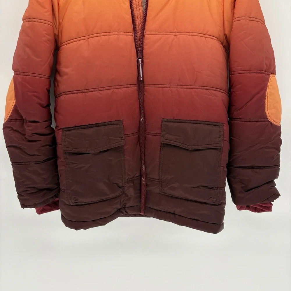 Cat & Jack Rare Goose Down Hooded Puffer Jacket Fur Lined Elbow Pads Youth XL 16